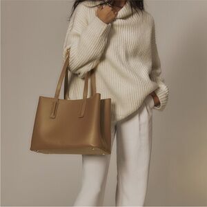 Freja New York Linnea Leather Tote Latte Bag Purse